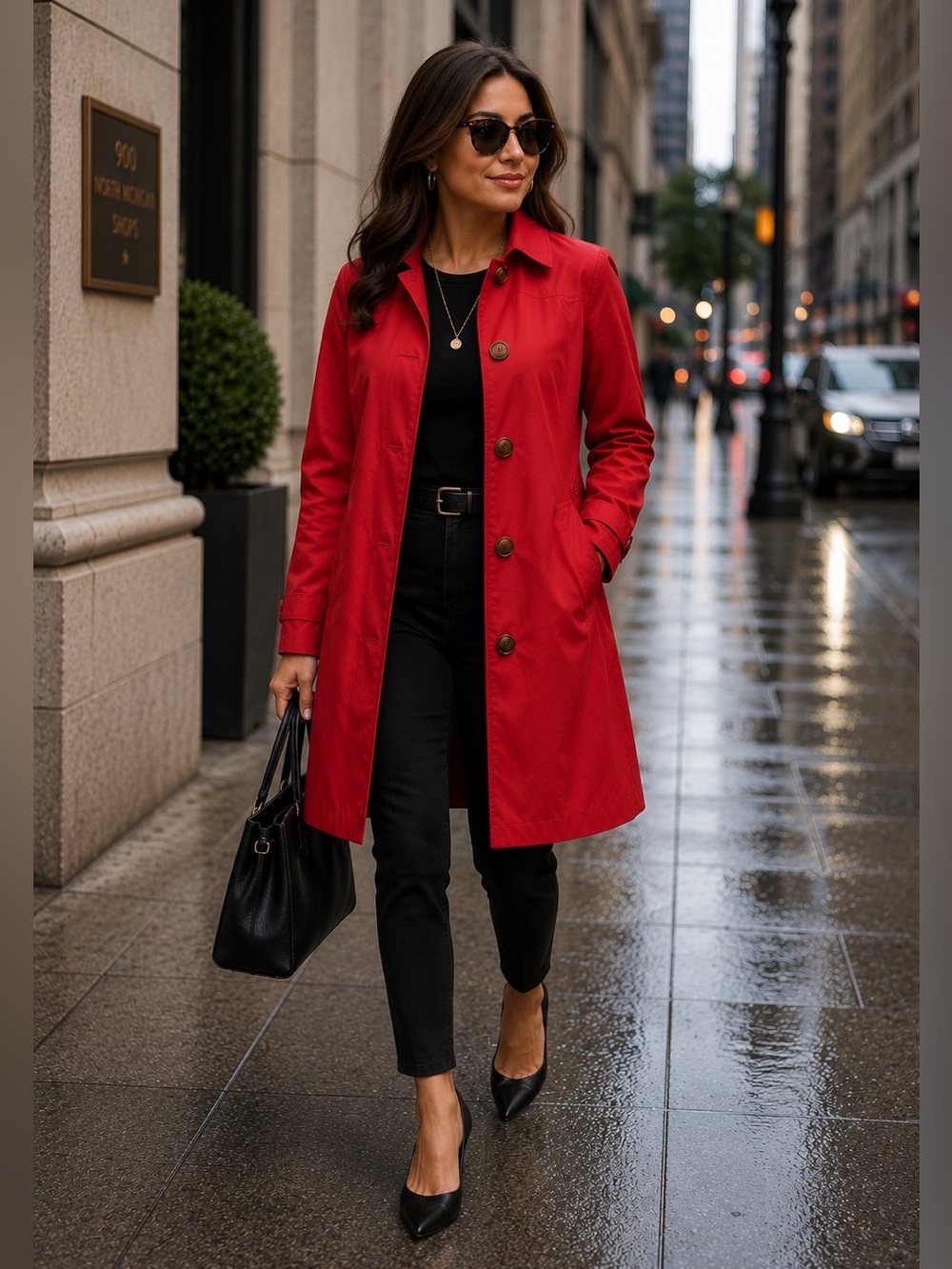 BODEN Women's Classic Chic Red Single-Breasted Trench Coat 6R